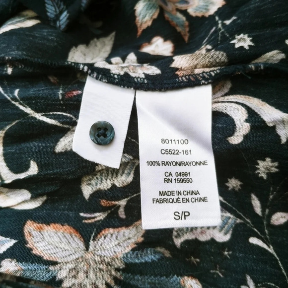 Hilary Radley Peasant Cottagecore Bohemian Blouse 3/4 Sleeves Floral S NWT - Picture 9 of 9